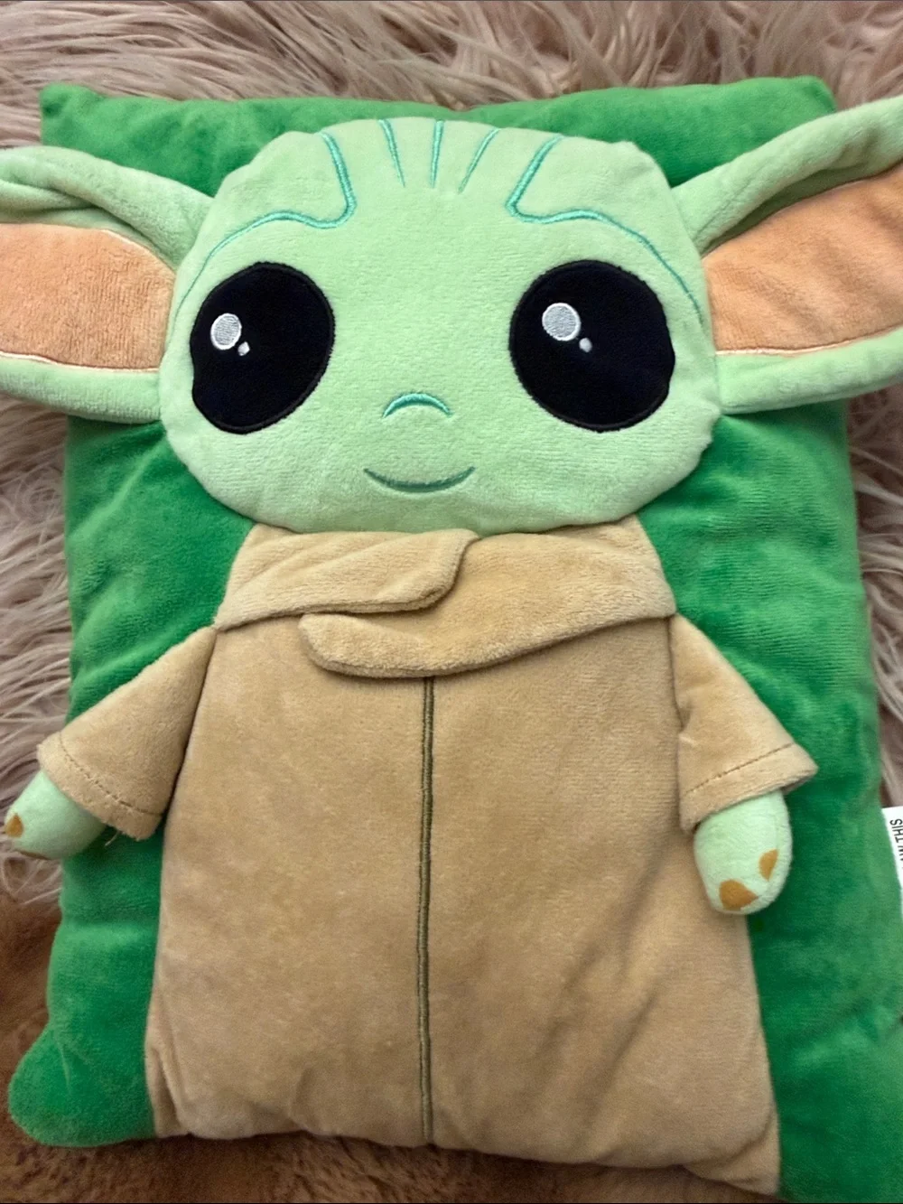 Star Wars Green and Tan Baby Yoda Plush Costume Pillow